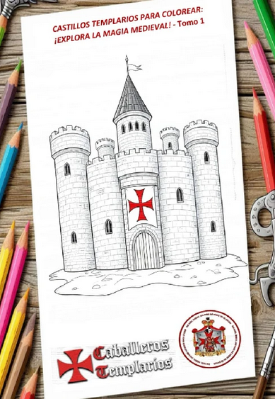 coloreable Caballeros Templarios. Castillos Templarios para Colorear: ¡Explora la Magia Medieval!: Alevines y Cadetes - Tomo I