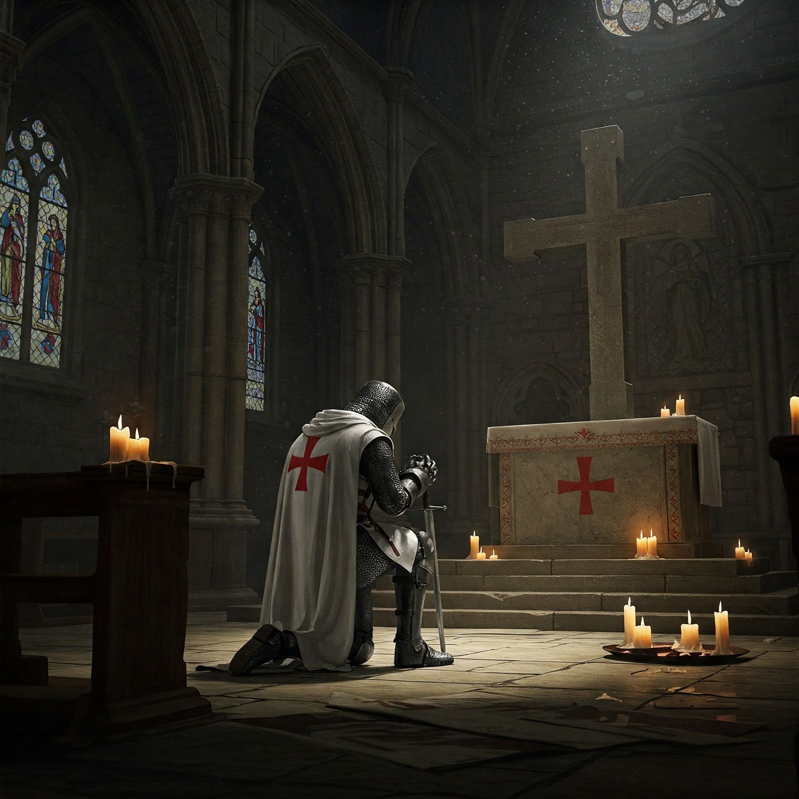templario rezando